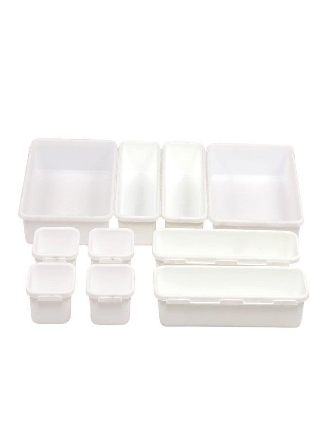 Cutting EDGE Interlocking Drawer Organizer Set of 10, Divider/Separator Plastic Trays for Flatware, Cutlery & Desk Storage for Household, Kitchen & Office (White) - Image 2